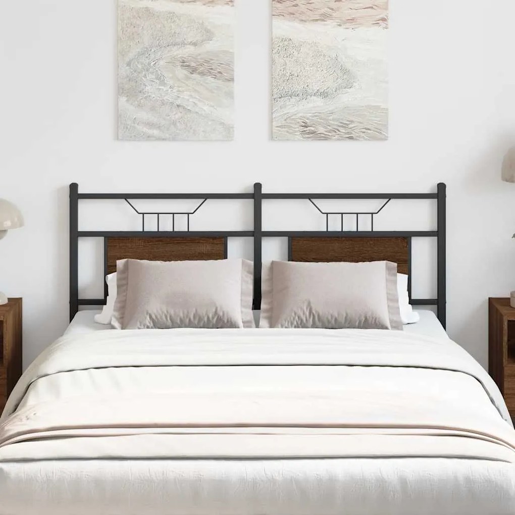 4106873 vidaXL Резервна табла за легло, кафяв дъб, 137 см, инженерно дърво и стомана