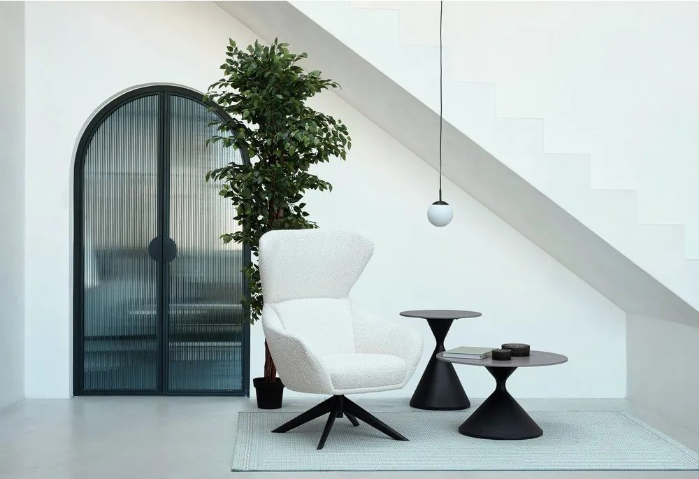 Черна кръгла масичка за кафе с плот от имитация на мрамор ø 70 cm Joona – Bizzotto