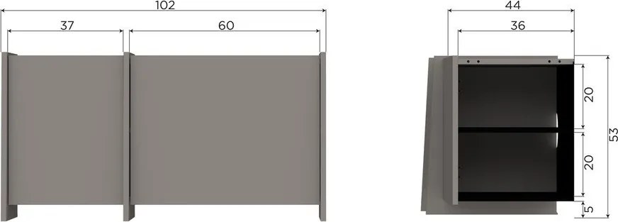 Сива маса за телевизор от декор от ясен 102x53x44 cm Brock – WOOOD