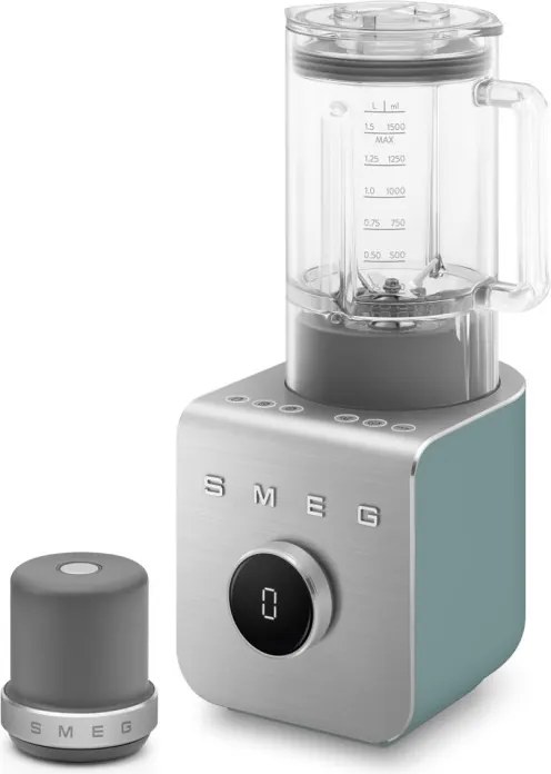 Блендер Smeg Collezione BLC02EGMEU, 1400W, 1.5 л, 22000 об/мин, 5 програми, 9 скорости, Трошене на лед, Неръждаема стомана, Изумрудено зелен/Инокс