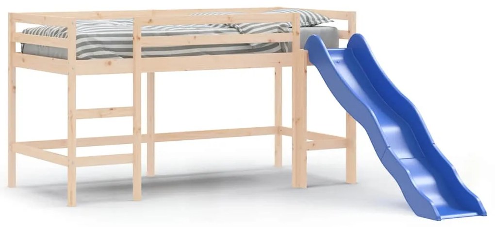 835904 vidaXL Детско високо легло с пързалка, 80x200 см, бор масив
