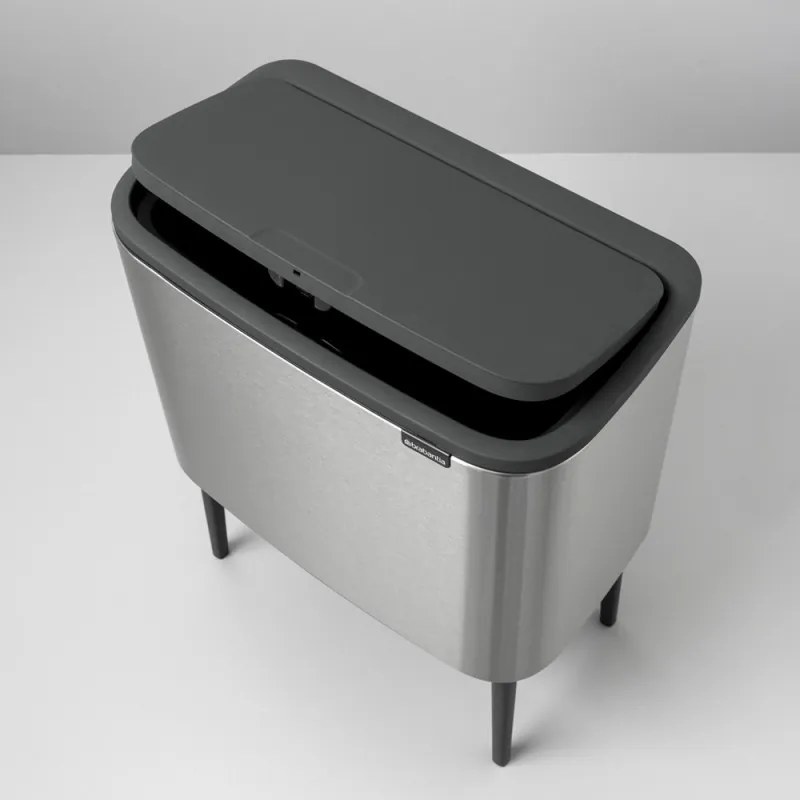 Кош за боклук Brabantia Bo Touch 651115, 11+23 л, Леко затваряне, Противоплъзгаща основа, Устойчив на пръстови отпечатъци, Инокс/Мат