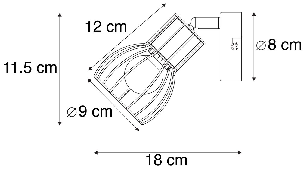 Модерен прожектор черен стоманен регулируем - Botu