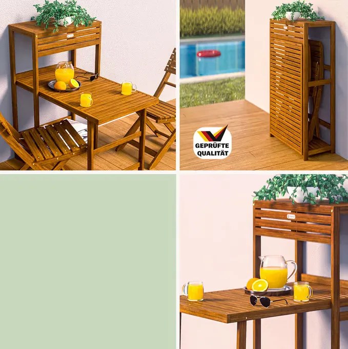 Градински комплект от 3 части CASARIA® от акациево дърво - сгъваема маса + 2 стола