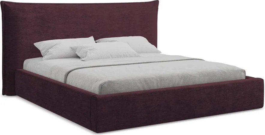 Тъмнолилаво двойно легло 160x200 cm тапицирано с място за съхранение с включена подматрачна рамка Esala – Makamii