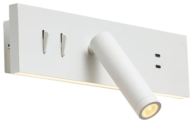 Стенна лампа бяла регулируема с USB-C вкл. LED - Modric