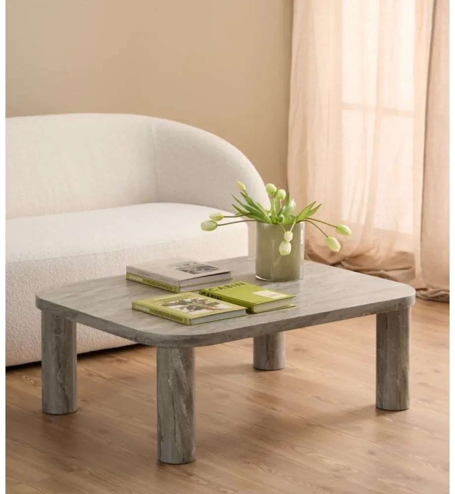 Светлосива масичка за кафе от декор от мрамор 75x100 cm Solano – Actona