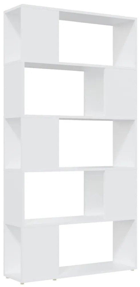 809143 vidaXL Библиотека, бяла, 80x24x155 см, инженерно дърво