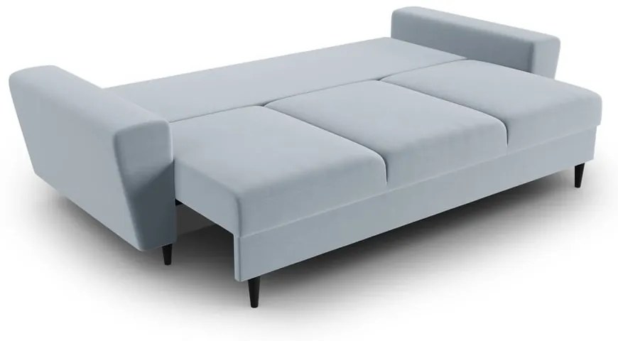 Светлосин кадифен разтегателен диван с място за съхранение 235 cm Kyoto – Cosmopolitan Design
