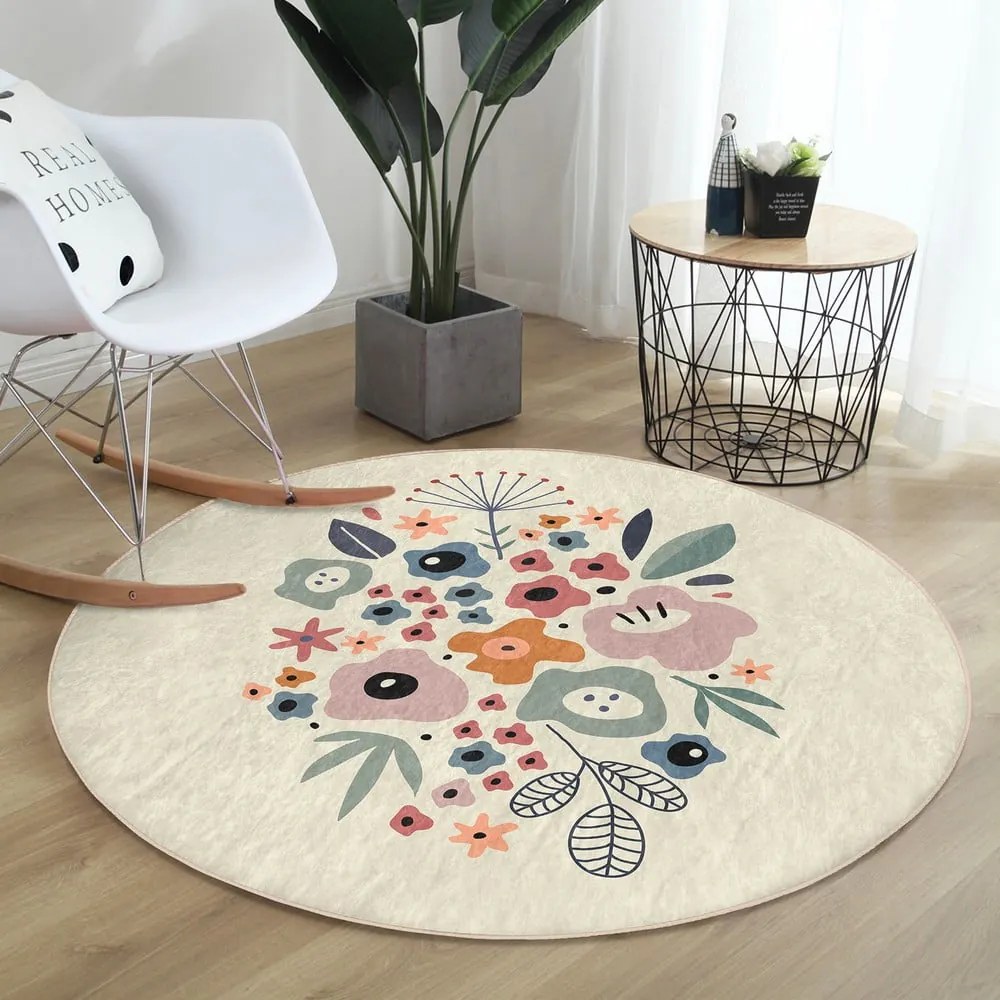 Кръгъл килим подходящ за пране и за прахосмукачки роботи ø 120 cm Comfort – Mila Home