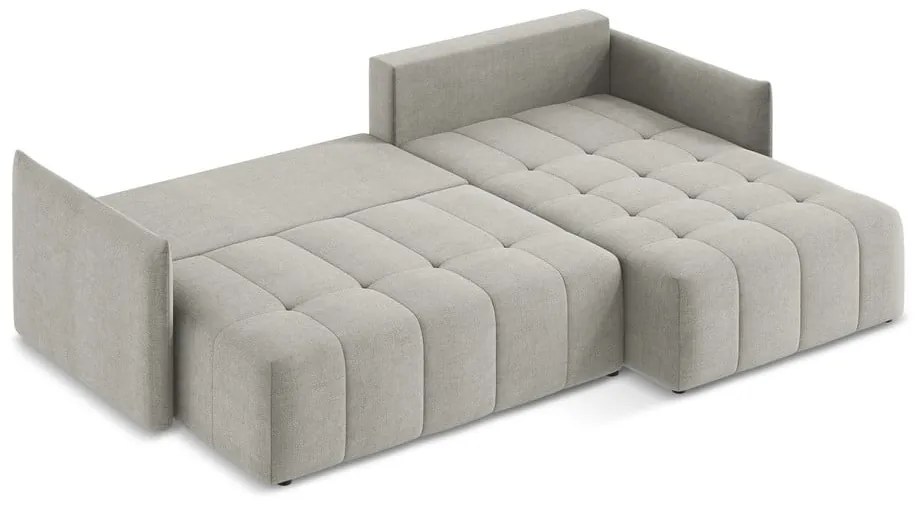 Светлосив разтегателен ъглов диван с място за съхранение (десен ъгъл) Moku – Makamii