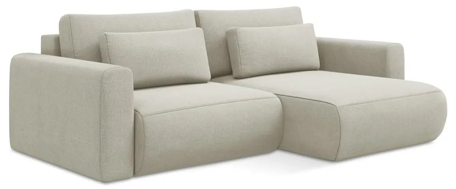 Бежов разтегателен ъглов диван с място за съхранение (десен ъгъл) Kapua – Makamii