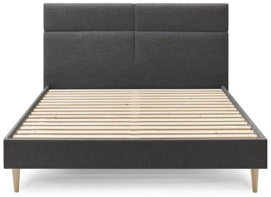 Черно тапицирано двойно легло с решетка 160x200 cm Elyna - Bobochic Paris