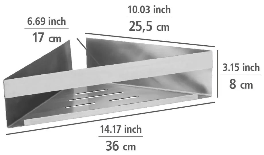 Ъглов самоносещ рафт за баня от неръждаема стомана в матово сребристо Genova - Wenko