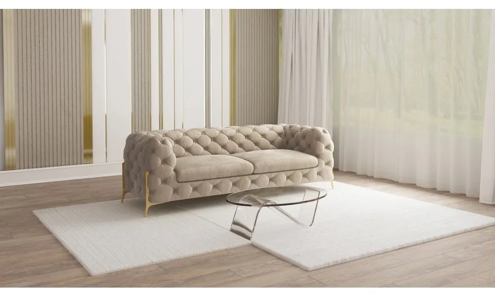 Сиво-бежов кадифен диван 225 cm Chelsea Bis – Ropez