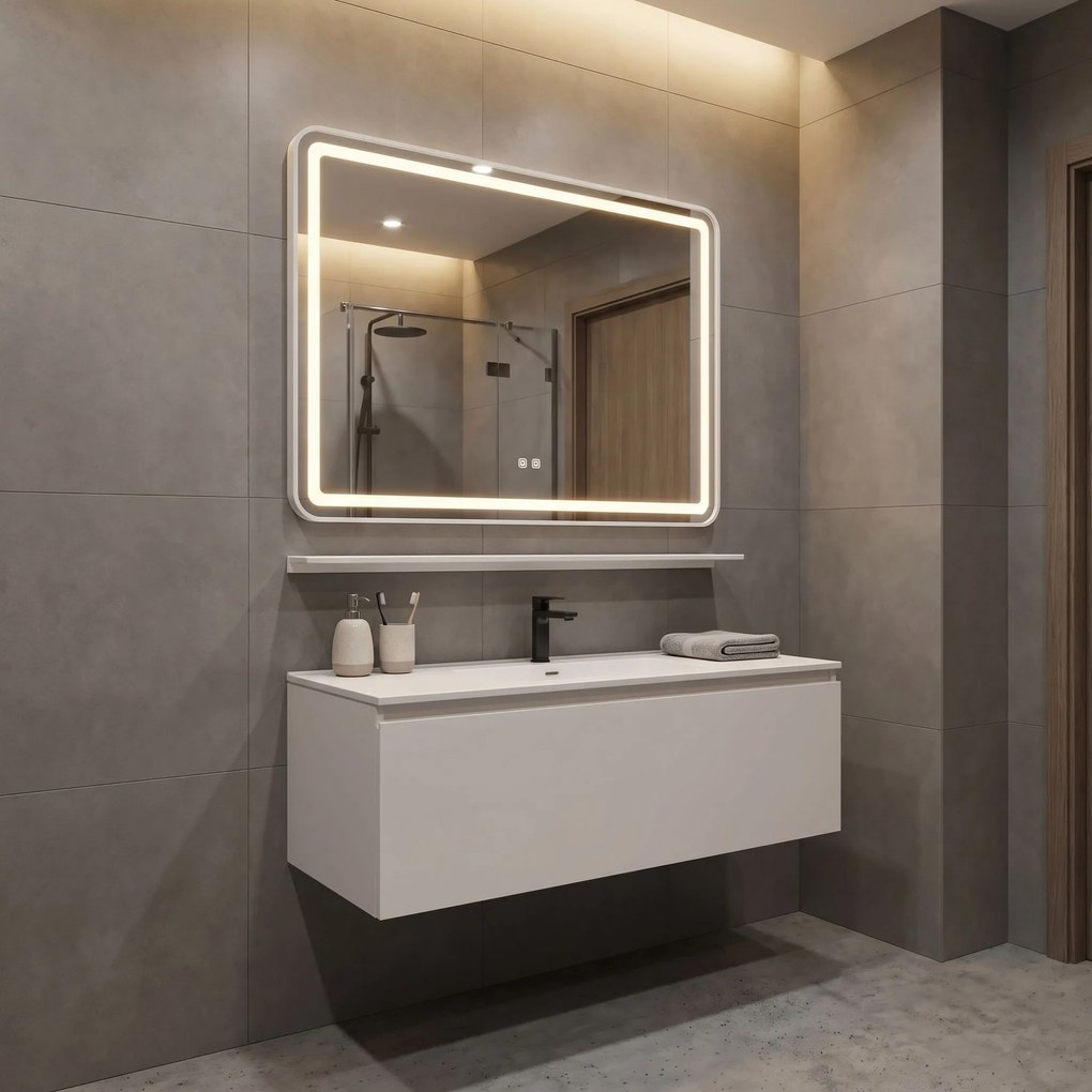 LED стенен огледало с рафт 80x60 см L-8060