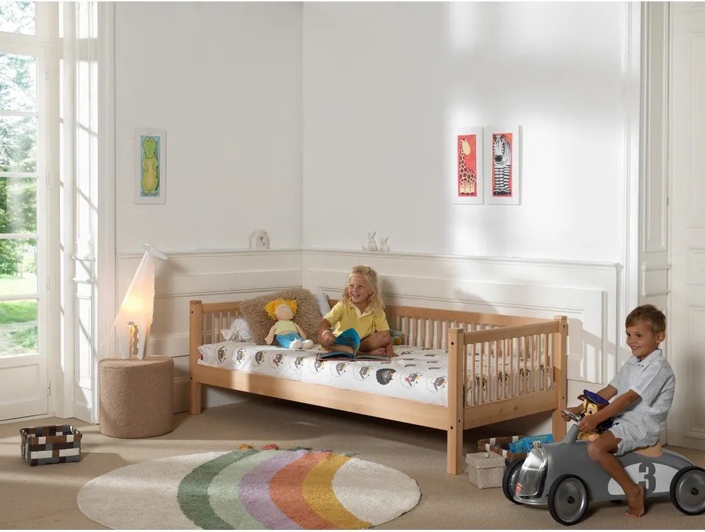 Детско легло от масивен бук с включена подматрачна рамка в естествен цвят 90x200 cm Forrest – Vipack