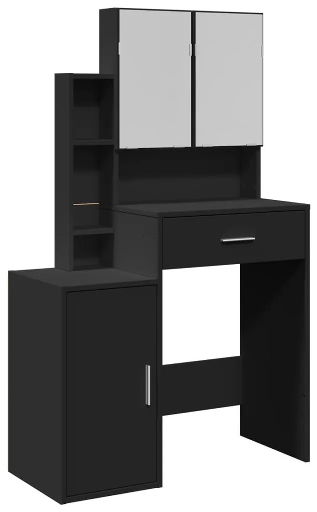 848235 vidaXL Тоалетка с шкаф, черна, 80x35x132 см