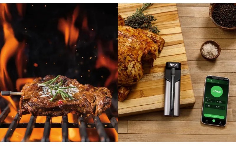 Кухненски термометър Ninja ProChef WP100EU, Bluetooth, Мобилно приложение, Сензор за вътрешна и околна темп, До 370C, Черен/сребрист