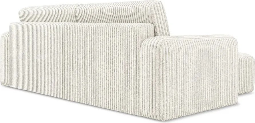 Кремав сгъваем/с място за съхранение ъглов диван от рипсено кадифе (ляв ъгъл) Kona – Makamii