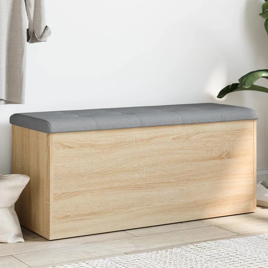 835056 vidaXL Пейка за съхранение, дъб сонома, 102x42x45 см, инженерно дърво