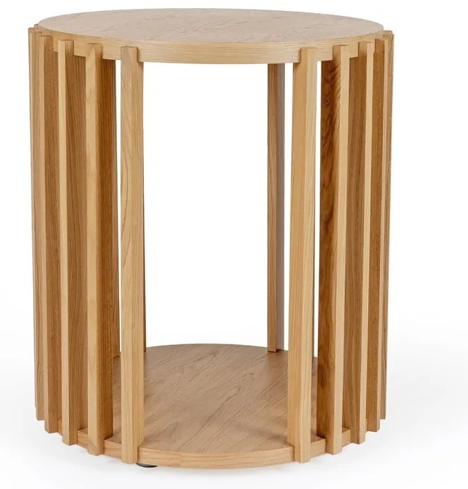 Масичка за кафе от дъб с барабан, ø 53 cm - Woodman