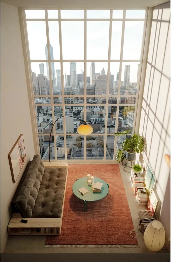 Разтегателен диван от велур горчица/светлокафяв 244 cm Base – Karup Design