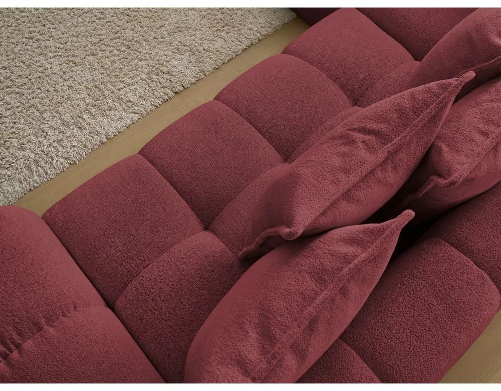 Бордо шенилов сгъваем/с място за съхранение ъглов диван (ляв ъгъл/L форма) Everest – Bobochic Paris