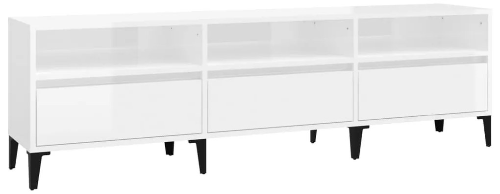 831919 vidaXL ТВ шкаф, бял гланц, 150x30x44,5 см, инженерно дърво