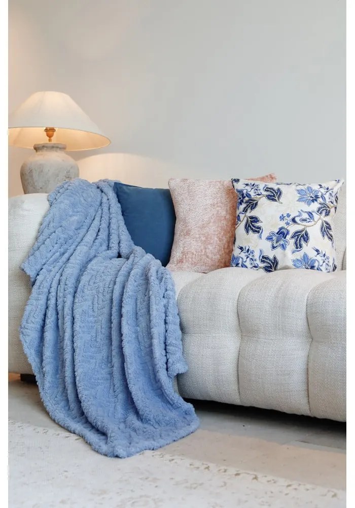 Синьо одеяло от микроплюш 150x200 cm Rena – Tiseco Home Studio