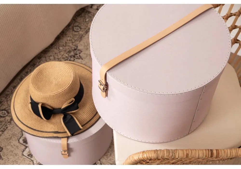 Декоративни светлорозови картонени кутии за съхранение в комплект от 2 бр. с капаци ø 37,5x25 cm Rut Restore Paper Laminate – Bigso