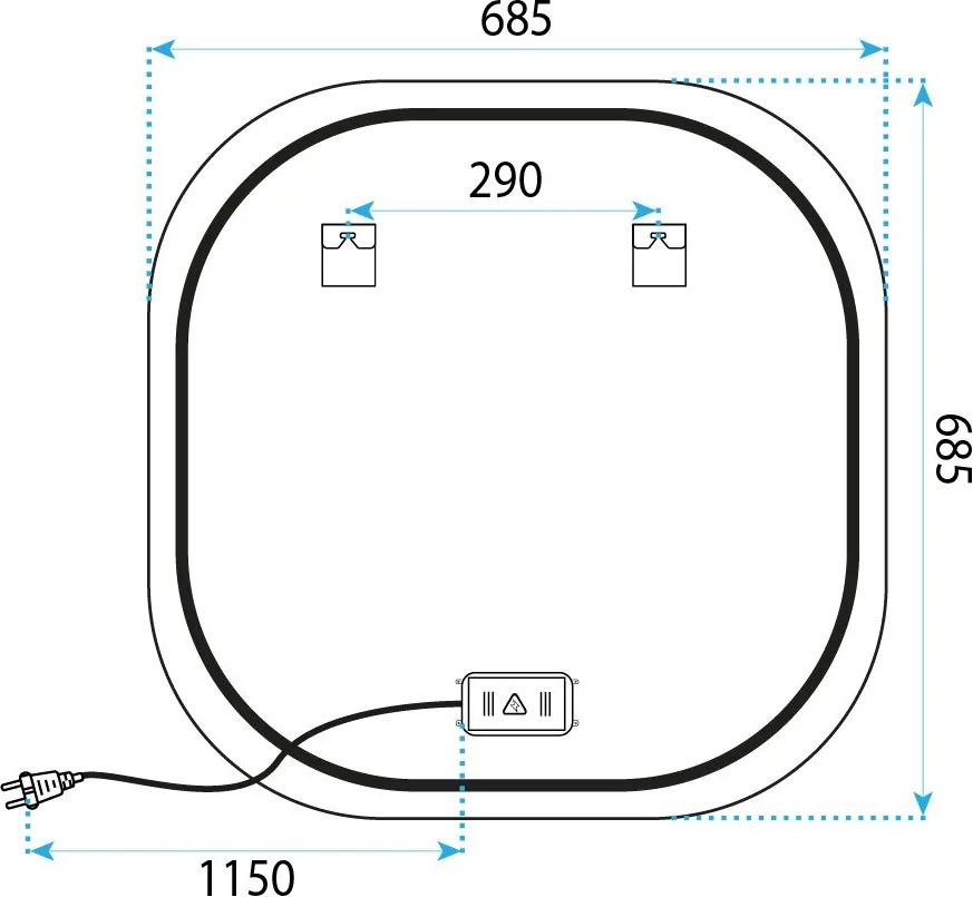 Огледало LED 70x70cm TOP