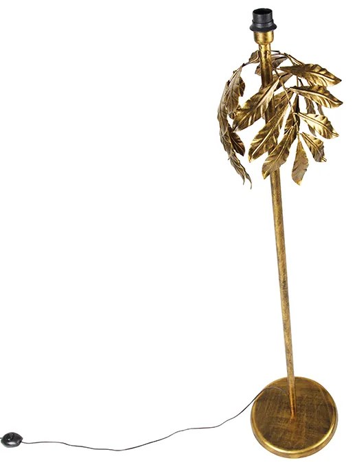 Винтидж подова лампа антично злато 30 см без абажур - Linden