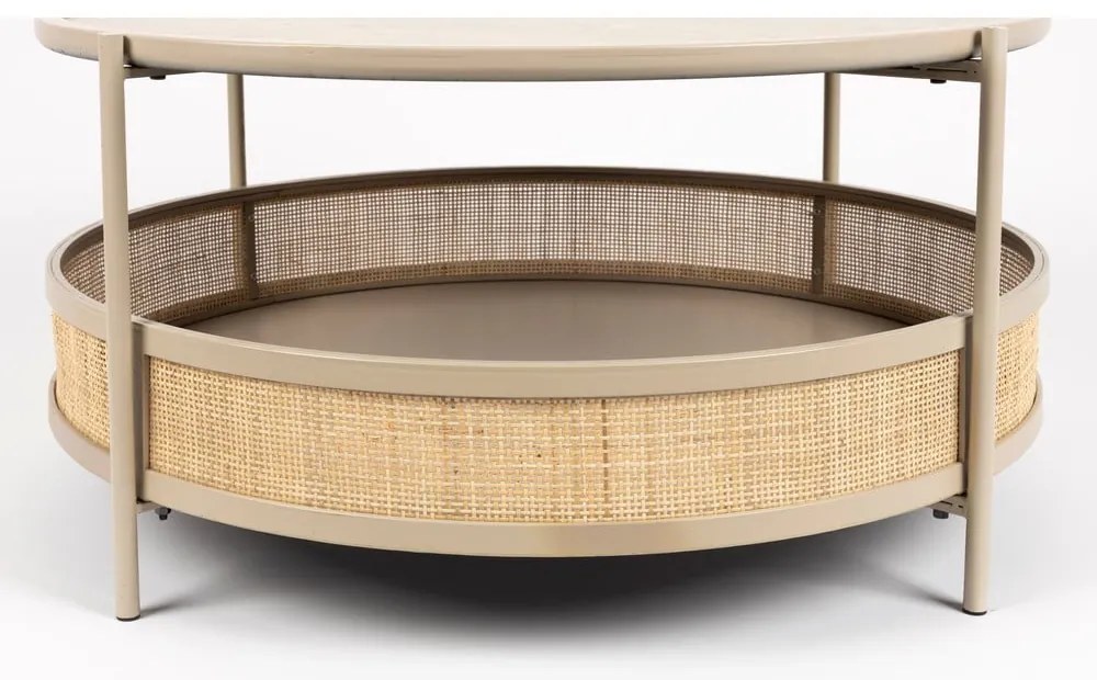 Кръгла масичка за кафе в бежов и естествен цвят ø 80 cm Makoto – White Label