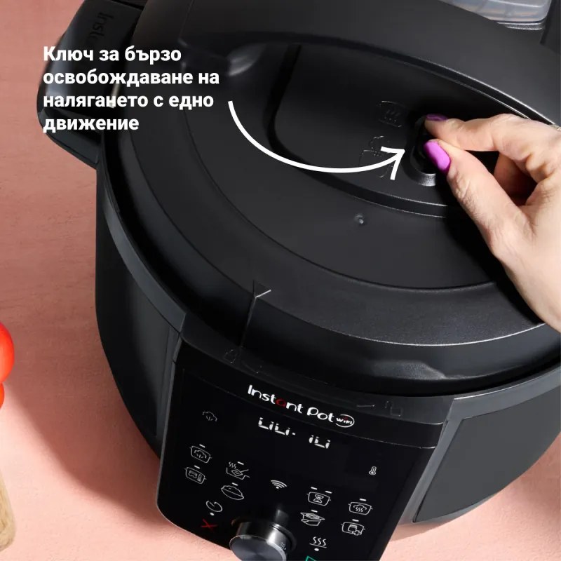 Мултикукър Instant Pot Plus 60 WiFi, 1000W, 5.7 л, 9 програми, WiFi управление, LCD дисплей, Неръждаема стомана, Черен