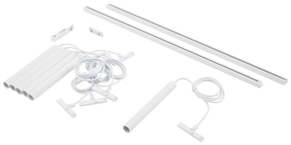 Модерна релсова система за осветление с 6 бели висящи лампи 1-фазна - Slimline Keno