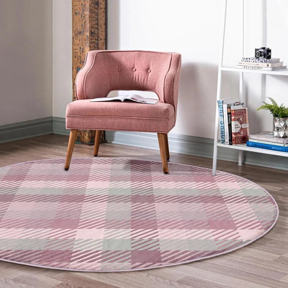 Розов кръгъл килим подходящ за пране и за прахосмукачки роботи ø 80 cm Comfort – Mila Home