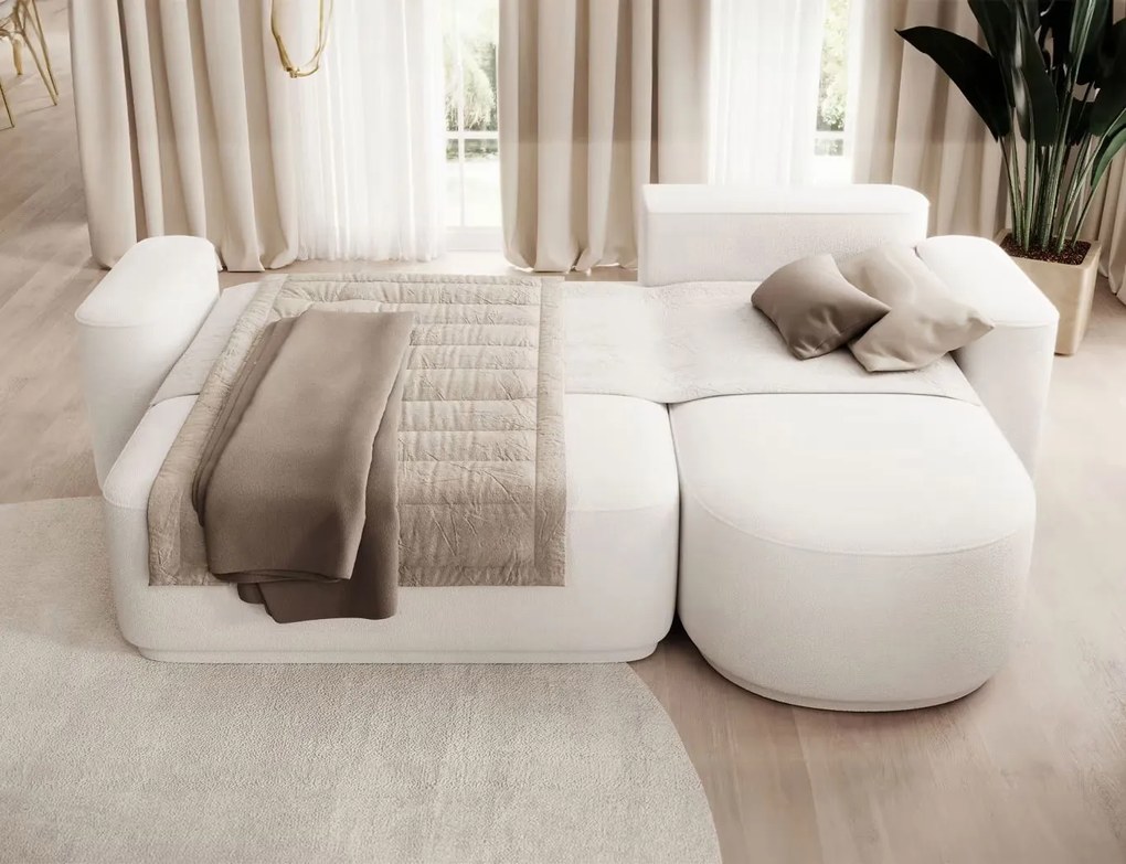 Ъглов диван Luxora-Бял-вдясно
