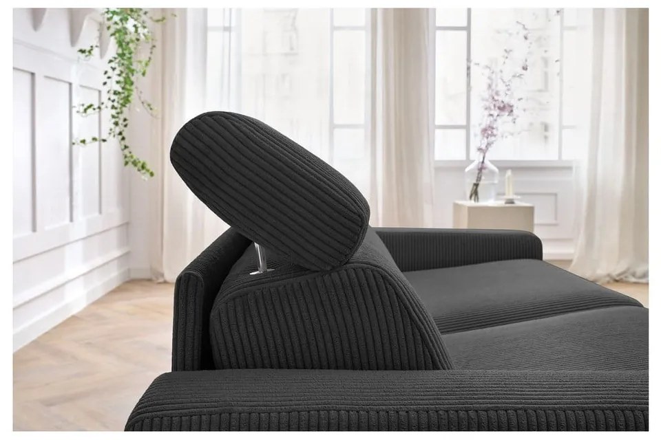 Тъмносив разтегателен диван от рипсено кадифе 195 cm Monaco – Bobochic Paris