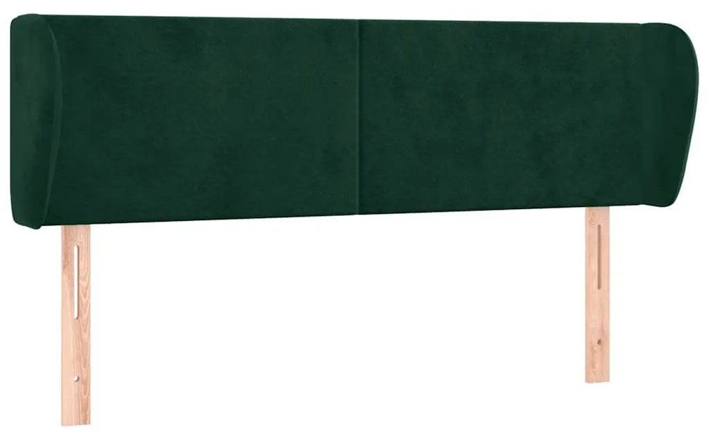 3116915 vidaXL Горна табла за легло с уши, тъмнозелена, 147x23x78/88см, кадифе