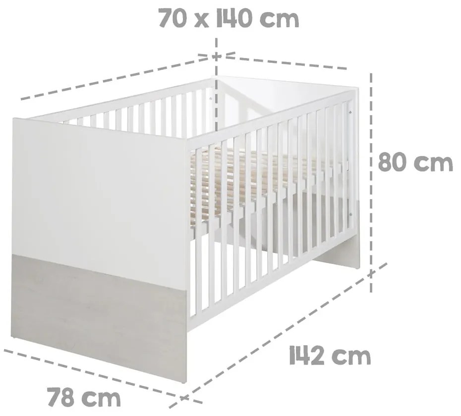 Детско легло в бяло и светлосиво 70x140 cm Julia - Roba