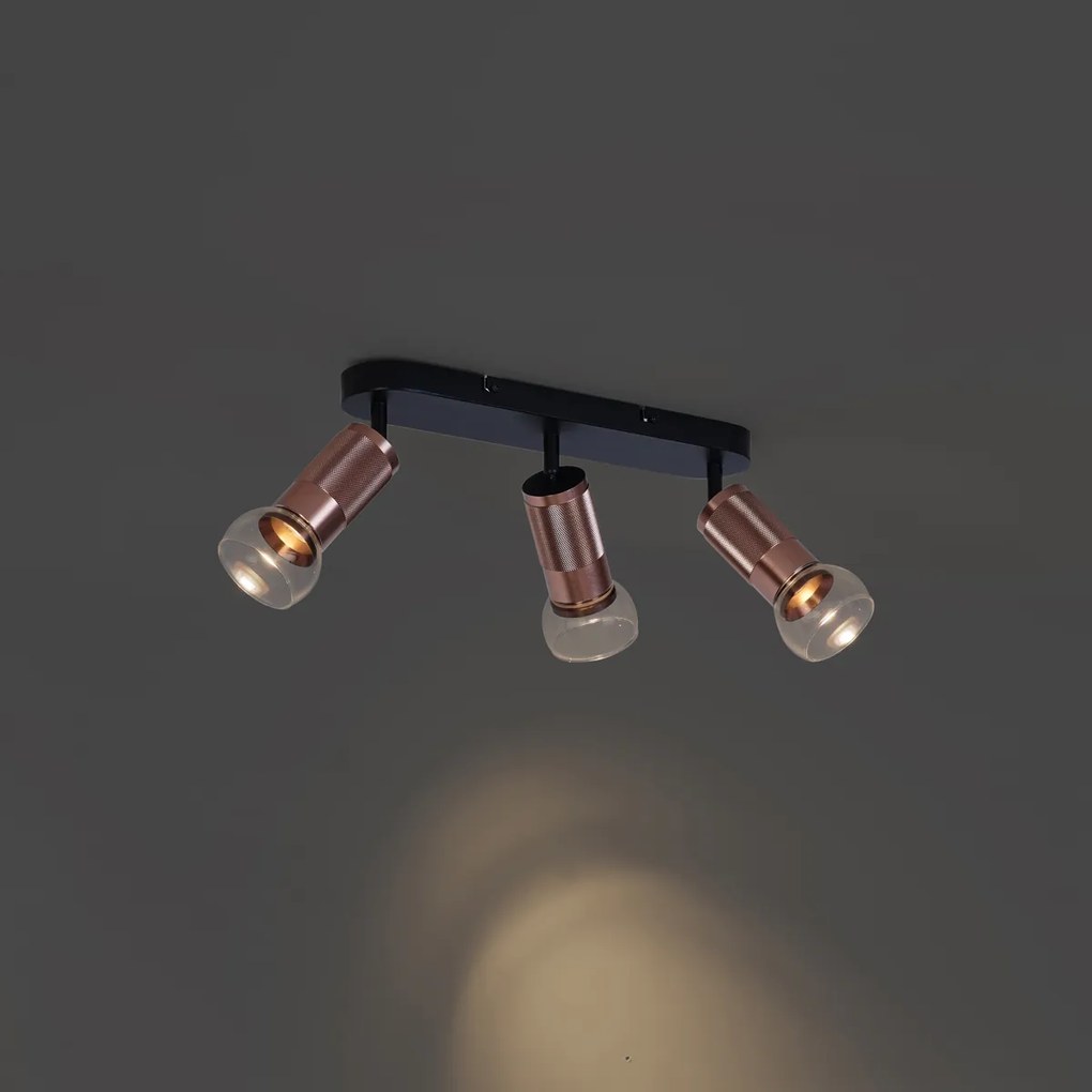 Заоблен таванен прожектор тъмен бронз 3-светлина регулируем - Veerle