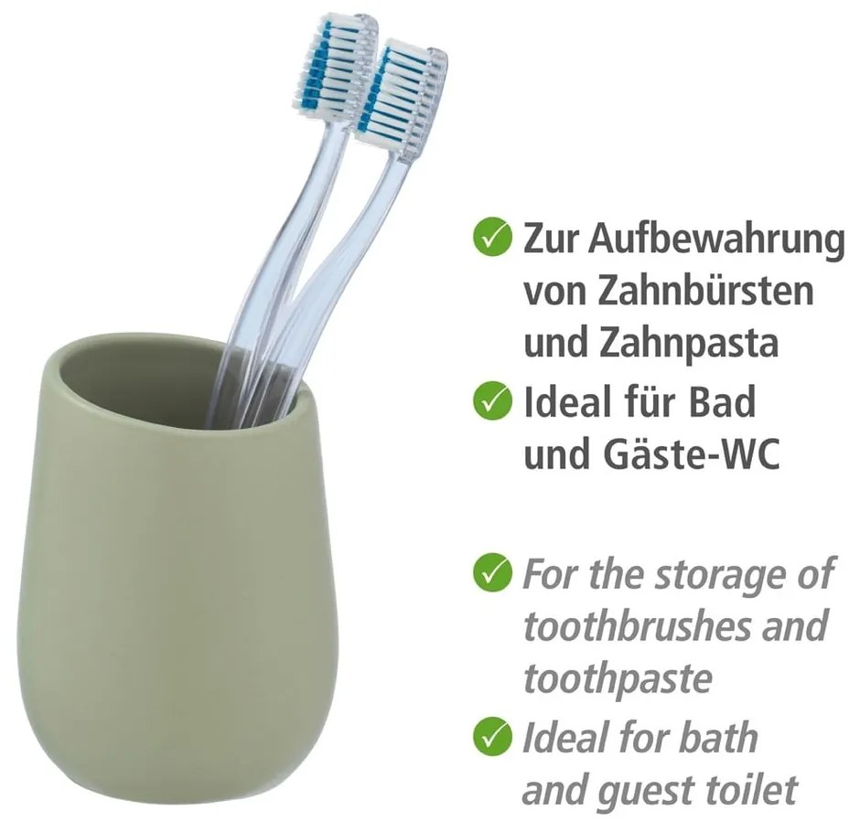 Зелена керамична чаша за четки за зъби Badi - Wenko