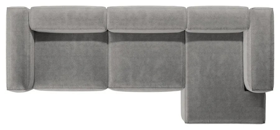 Светлосив ъглов диван от рипсено кадифе (десен ъгъл) Bergano – Cosmopolitan Design