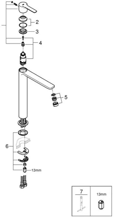 Кран за мивка Grohe Lineare New XL маса-Сребърен Mat