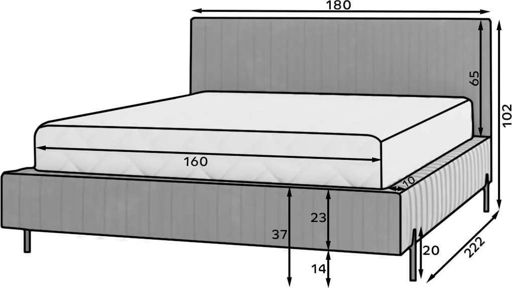 Тапицирано легло Prallo-Prasino-160 x 200