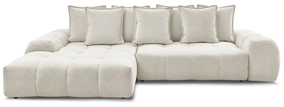 Бял шенилов сгъваем/с място за съхранение ъглов диван (ляв ъгъл) Everest – Bobochic Paris