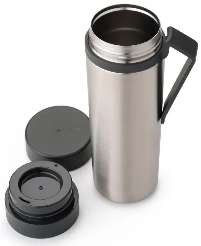 Термо бутилка Brabantia Make&Take 1008487, 500 мл, Двойни стени, Без BPA, Инокс/тъмносив