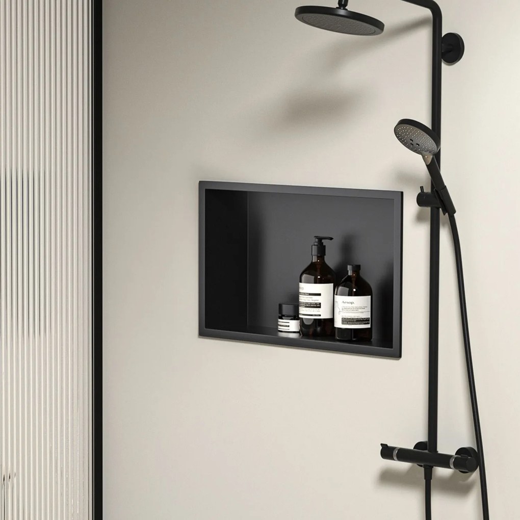 Вграден рафт за баня 30x45 matte black