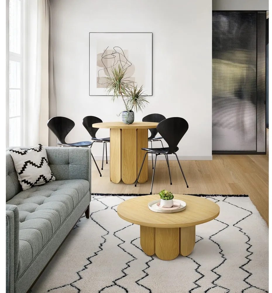 Трапезна маса от мек дъб, ø 98 cm - Woodman